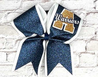 Custom Cheer Bows designed in your team colors. Price listed Is per cheer bow, comp bow for cheer, team cheer bow, glitter cheer bow