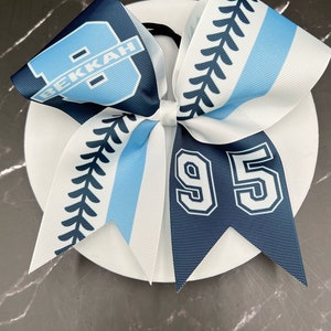 Custom Softball bow made in your team colors.  Price listed is per bow. Custom cheer bow, team bows, Softball bow, thread bow