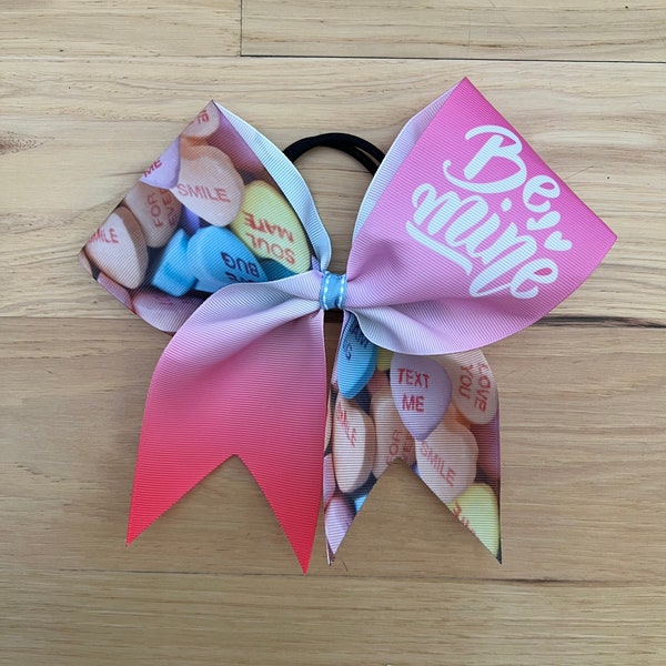 Sublimation Valentines cheer bow. Pink bows, heart cheer bows, valentine day cheer bows. Price listed is per individual bow.
