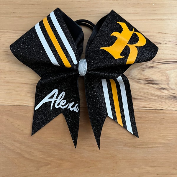 Custom glitter cheer bow made in your team colors. Price listed is per individual bow. Glitter bow, team bows. Game day bow. Comp bow