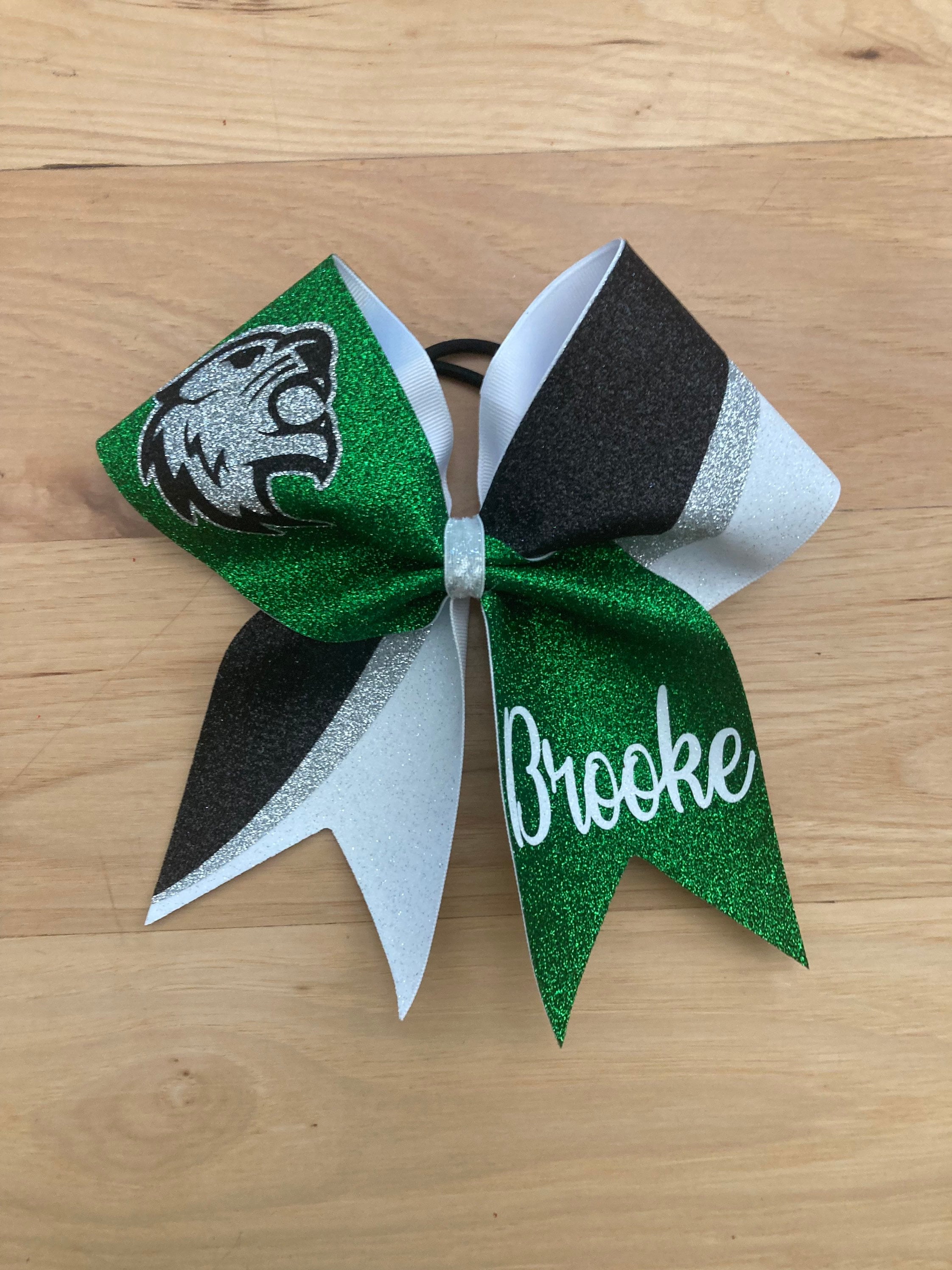 Green And Silver Cheer Bows