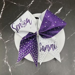 Gorgeous Senior all glitter cheer bow with  or without personalized name. Rhinestone Senior bow, Senior gift. Comment colors at checkout.