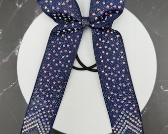 Light Glitter Mira college cheer bows designed in your team colors with or without logo. Price listed Is per Individual bow, skinny bows