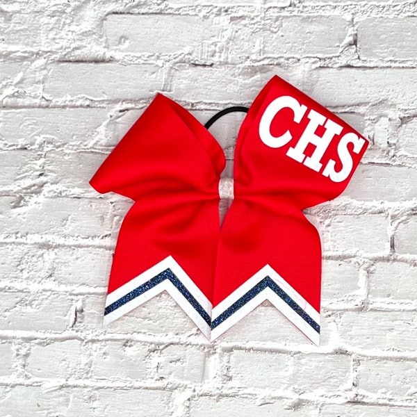 Custom floppy cheer bow made in your team colors. Price listed is per individual bow. Custom bows, team bows, game day bow, red bows.