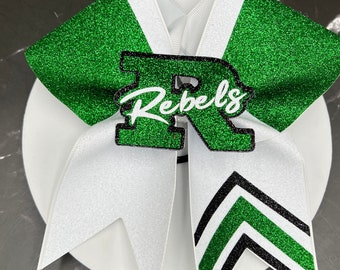Custom Cheer Bows designed in your team colors. Price listed Is per Individual cheer bow made with or without pop-out center, glitter bow
