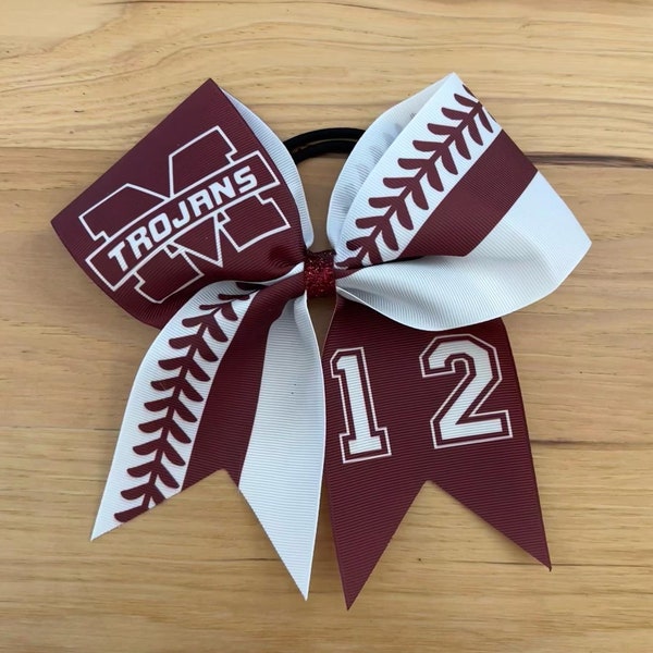 Softball Hair Bows Etsy