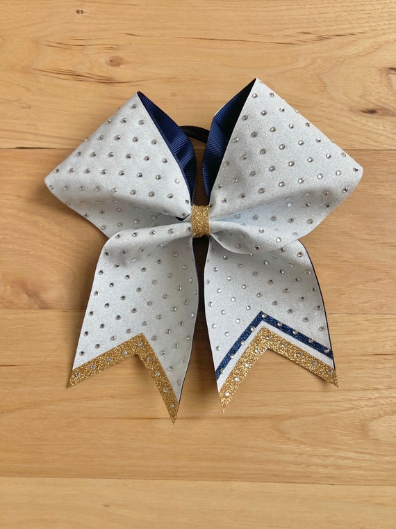 Navy Blue Rhinestones Cheer Bow-navy Blue Glitter Cheer Bow Competition  Cheer Bow Rhinestones Cheer Bow Cheer Bow-navy Blue Bow 