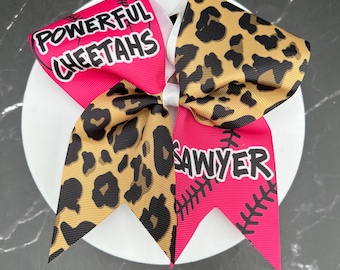 Custom Soccer Cheetah bow made in your team colors.  Price listed is per bow. Custom cheer bow, team bows, Soccer bow with or without name.