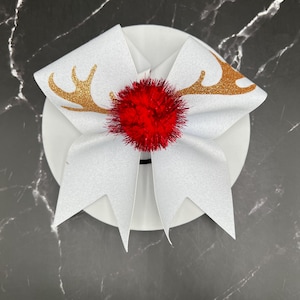 Christmas Rudolph cheer bow. Price listed is per individual bow. Game day bow,Glitter bow, team bows. Cheerleading bows. Lights optional