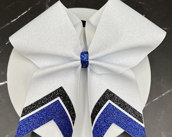 Custom Sideline cheer bow made in your team colors.  Price listed is per bow. Glitter bow, custom cheer bow, team bows, cheerbow