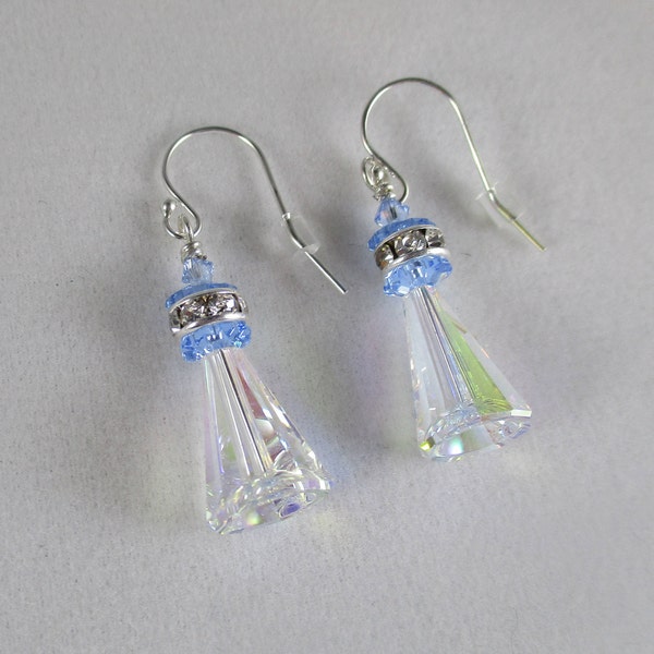 nautical earrings, lighthouse earrings, lighthouse jewelry gift, lighthouse wedding gift, nautical jewelry, Swarovski crystal earrings