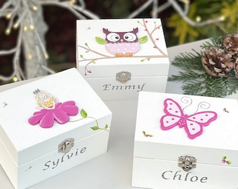 Caja de madera personalizada para guardar pequeños objetos, joyero para niñas, regalo de cumpleaños