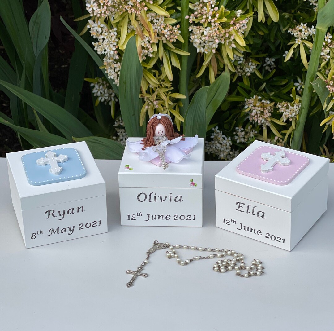 Personalised First Holy Communion Rosary Box, Perfect for Christening ...