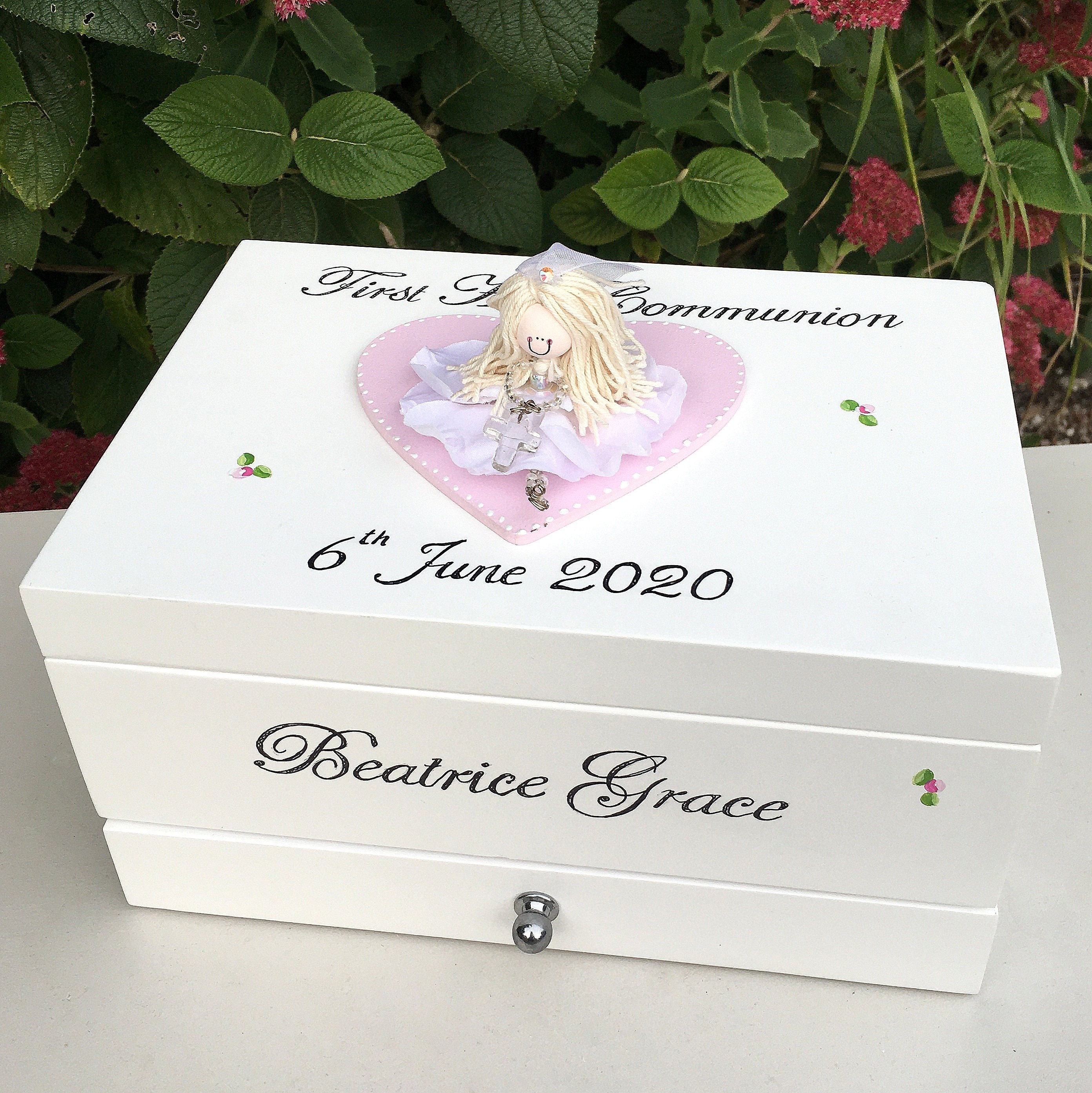 Personalised large girls jewellery box for Christening girls Etsy