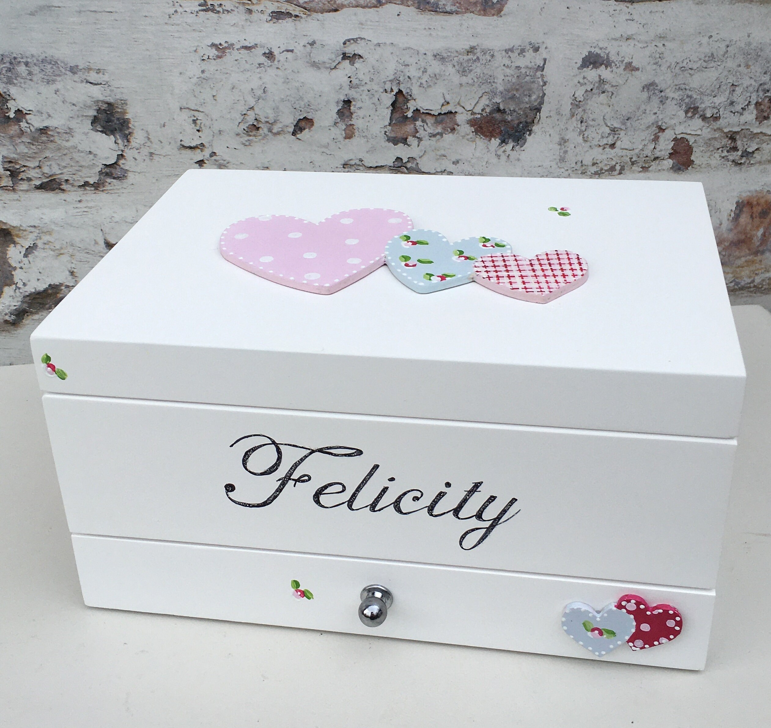 Personalised large girls jewellery box for Christening girls Etsy