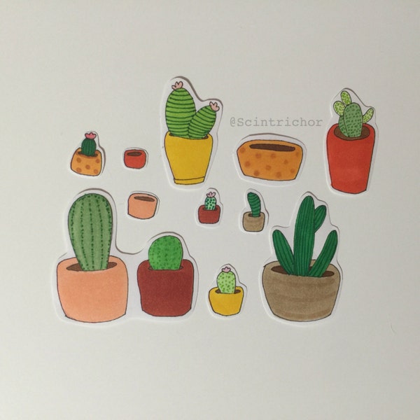 Cacti Themed Stickers - Handmade