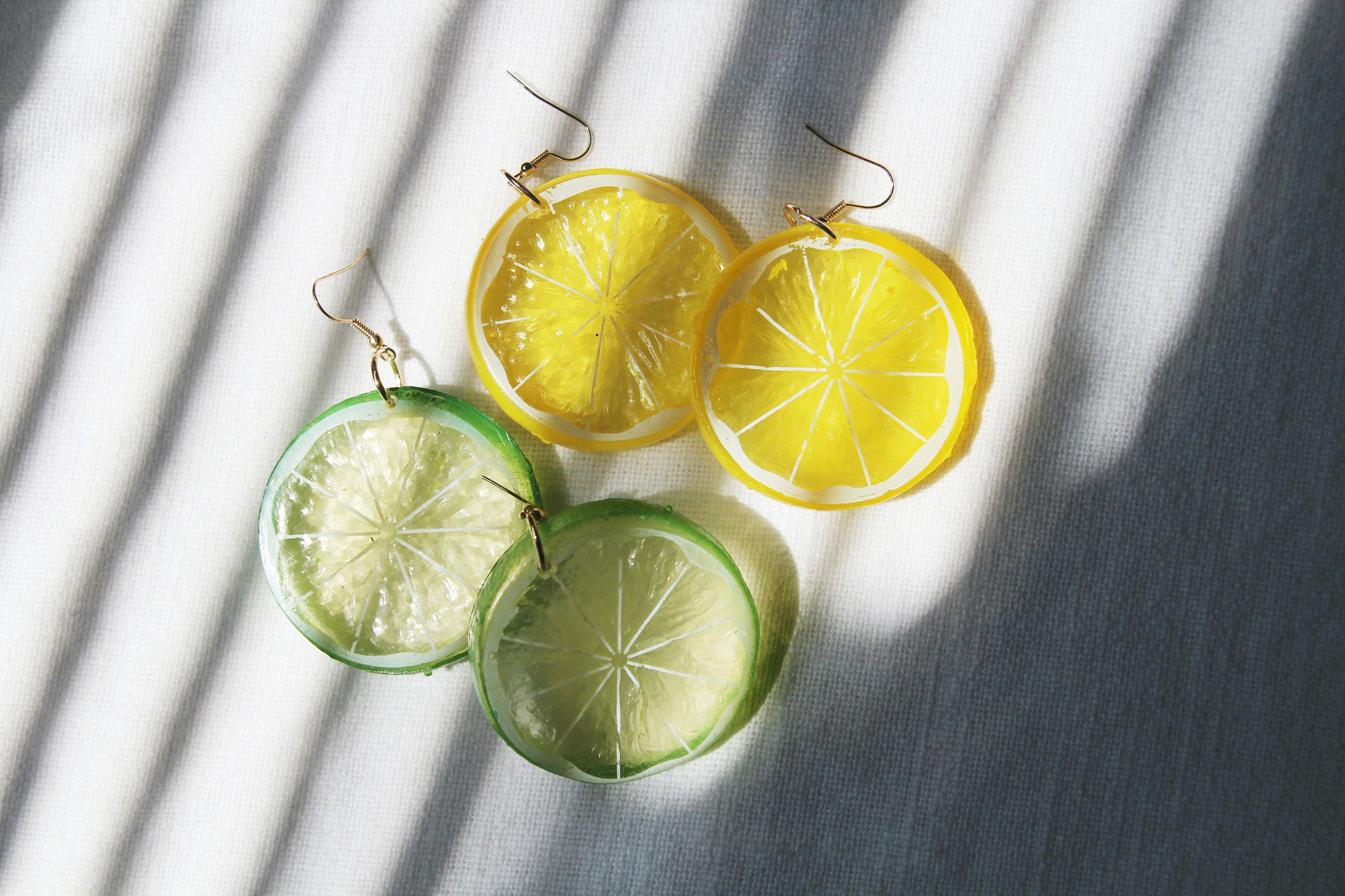 HandMade Lemon & Lime 3D Earrings: Fruit Lover Gift, Fruit Earrings, Cute Earrings