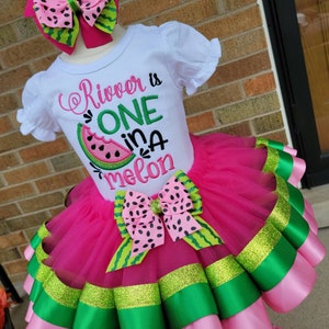 One In A Melon Tutu Outfit, Melon Shirt, Watermelon Embroidered Shirt Birthday Shirt,  Birthday Melon Shirt, Personalized Birthday Outfit