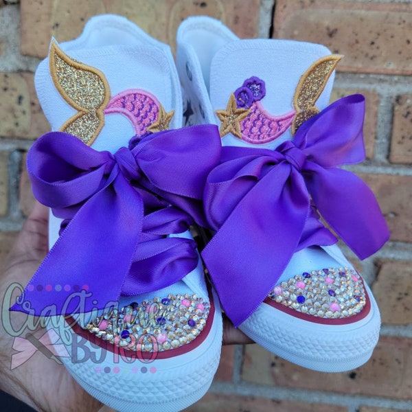 Chaussures sirène anniversaire Bling - tenue d'anniversaire - chaussures personnalisées - sirène - Bling Converse