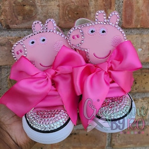 Pig Birthday Bling Shoes - Birthday Outfit - Custom Shoes - Animal - Bling Converse