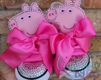 Pig Birthday Bling Shoes - Birthday Outfit - Custom Shoes - Animal - Bling Converse