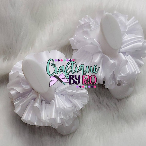 White Ruffle Anklets - White Ribbon Tutu Anklets - Tutu Socks -Ruffled Anklets - Birthday Ruffle Anklets