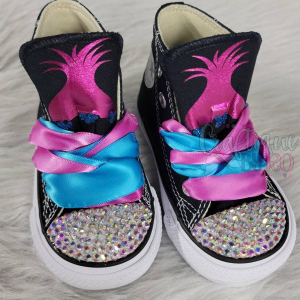 Troll Bling Schuhe - Geburtstagsoutfit - Custom Shoes - Rosa TrollSchuhe - Troll Geburtstagsoutfit