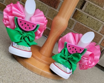 Watermelon Birthday Bling Shoes - Coco Birthday Outfit Shoes - Melon Custom Shoes - One in A Melon Bling Converse