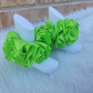 Lime Green  Ruffle Anklets - Lime Ribbon Tutu Anklets - Tutu Socks -Ruffled Anklets - Birthday Ruffle Anklets