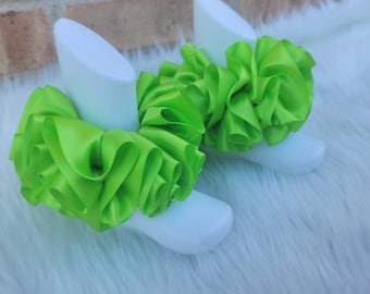 Tornozeleiras com babados verde limão - Tornozeleiras tutu com fita verde limão - Meias tutu - Tornozeleiras com babados - Tornozeleiras com babados para aniversário