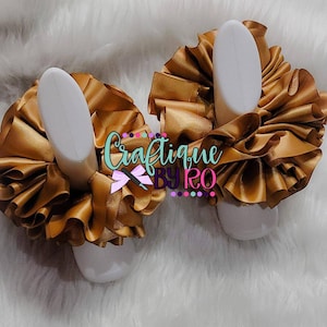 Gold Ruffle Anklets - Gold Ribbon Tutu Anklets - Tutu Socks -Ruffled Anklets - Birthday Ruffle Anklets