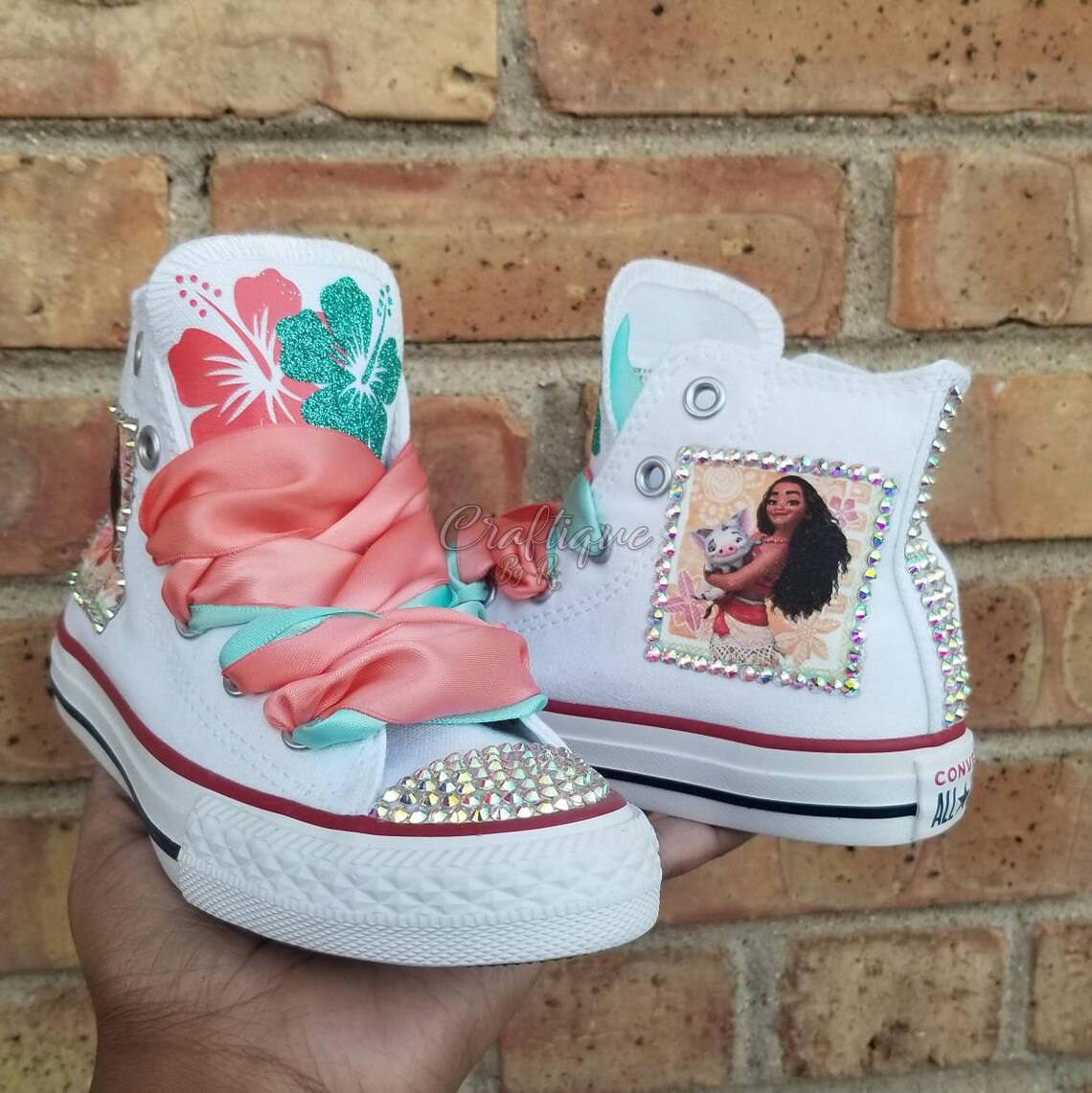 Moana Bling Shoes Birthday Outfit Custom Shoes Moana Etsy