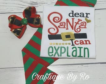 Christmas Shirt - Holiday Shirt - Dear Santa I Can Explain - Christmas Outfit- Boy Christmas Shirt- Santa Shirt - Girl Christmas Shirt -