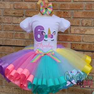 UNICORN Tutu Set - Magical Tutu Set - Birthday Ribbon Tutu - Birthday Outfit - Pastel Unicorn Tutu -  Unicorn Outfit