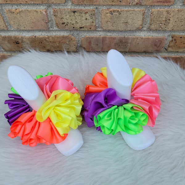 Rainbow Neon Anklets - NeonRibbon Tutu Anklets -  Tutu Socks -Ruffled Anklets