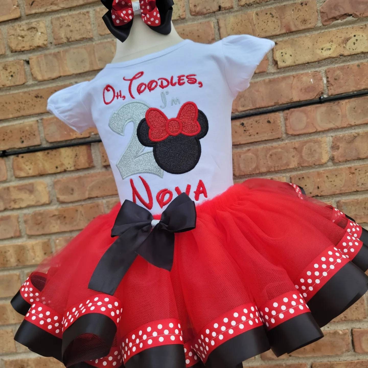 Ensemble anniversaire, Minnie Mouse, tutu, anniversaire, 2 ans