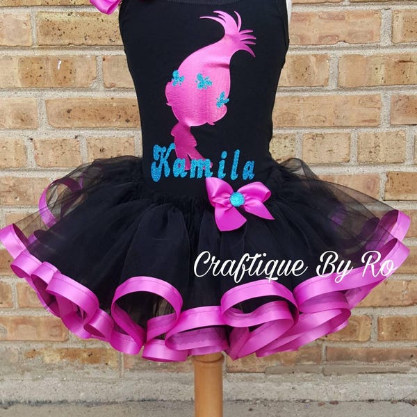 Troll Tutu Set - Tutu Set - Troll Birthday Outfit - Pink Troll Birthday Tutu - Pink Troll Outfit