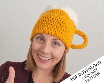 Crochet Pattern: Beer Stein Hat | PDF DOWNLOAD | Beginner Level