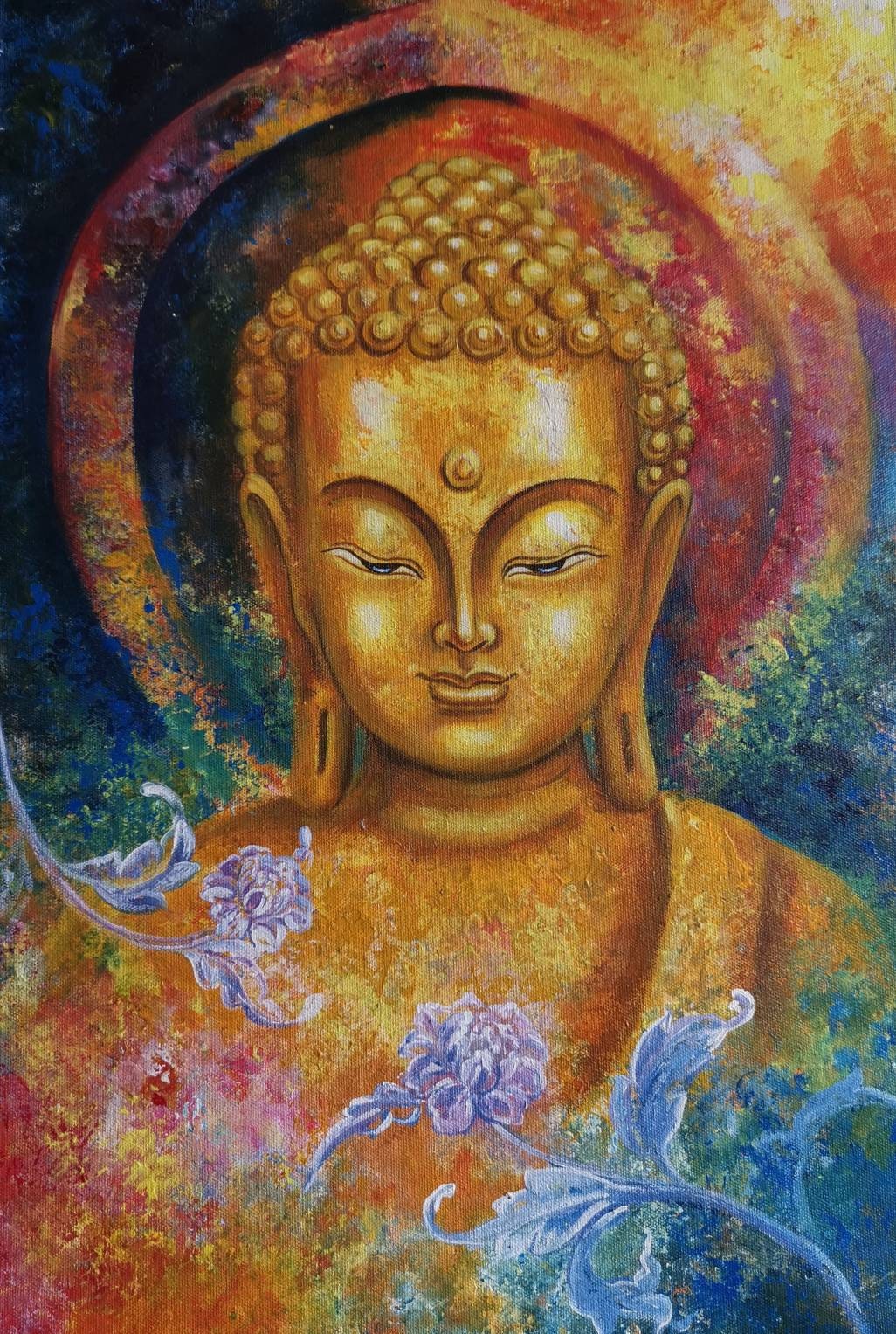 Acrylic painting of Lord Buddha campestre.al.gov.br
