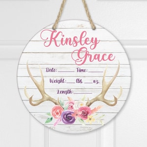 Hospital Door Hanger, Birth Announcement, Birth Stats Sign, New Baby Door Sign, Newborn Gift, Baby Shower Gift, Nursery Sign, Baby Girl Gift