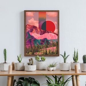 Rising Red (Collage Art, Trippy Art, Cosmic Art, Surreal Wall Art, Space Art, Art Print, Abstract Art. Surreal Landscape)