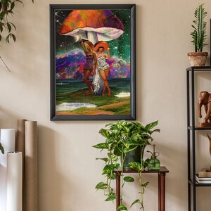 Mushroom Babes (Collage Art, Trippy Art, Vintage Art, Surreal Wall Art, Mushroom Art, Art Print, Surreal Landscape)
