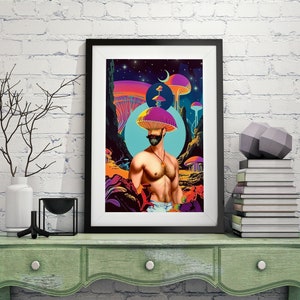 MUSHROOM HEAD 2 - Surreal Art Print - Home Decor - Surrealism Print - Digital Collage Art - Fine Art Print - A3 Poster 11.7in x 16.5in