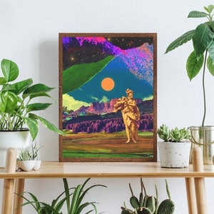 Song of Eruption (Collage Art, Trippy Art, Cosmic Art, Surreal Wall Art, Space Art, Kunstdruck, Surreale Landschaft)