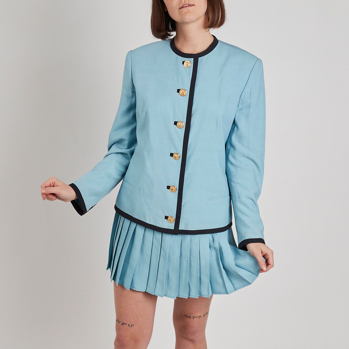 womens pleated skirt suit