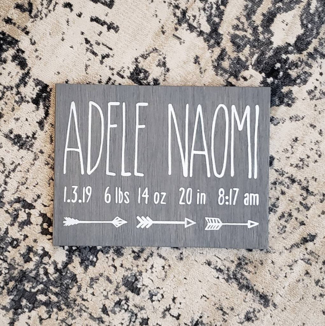 Birth Announcement Wood Sign wall art decor Baby Stats Weight Etsy