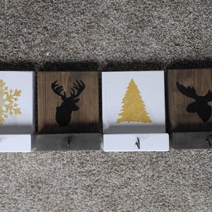 Christmas Rustic Wood Mantle Stocking Holders 8 x 6 Decor ORIGINAL/ CUSTOM/Xmas/Holiday image 7