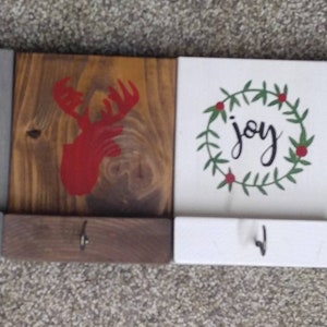 Christmas Rustic Wood Mantle Stocking Holders 8 x 6 Decor ORIGINAL/ CUSTOM/Xmas/Holiday image 9