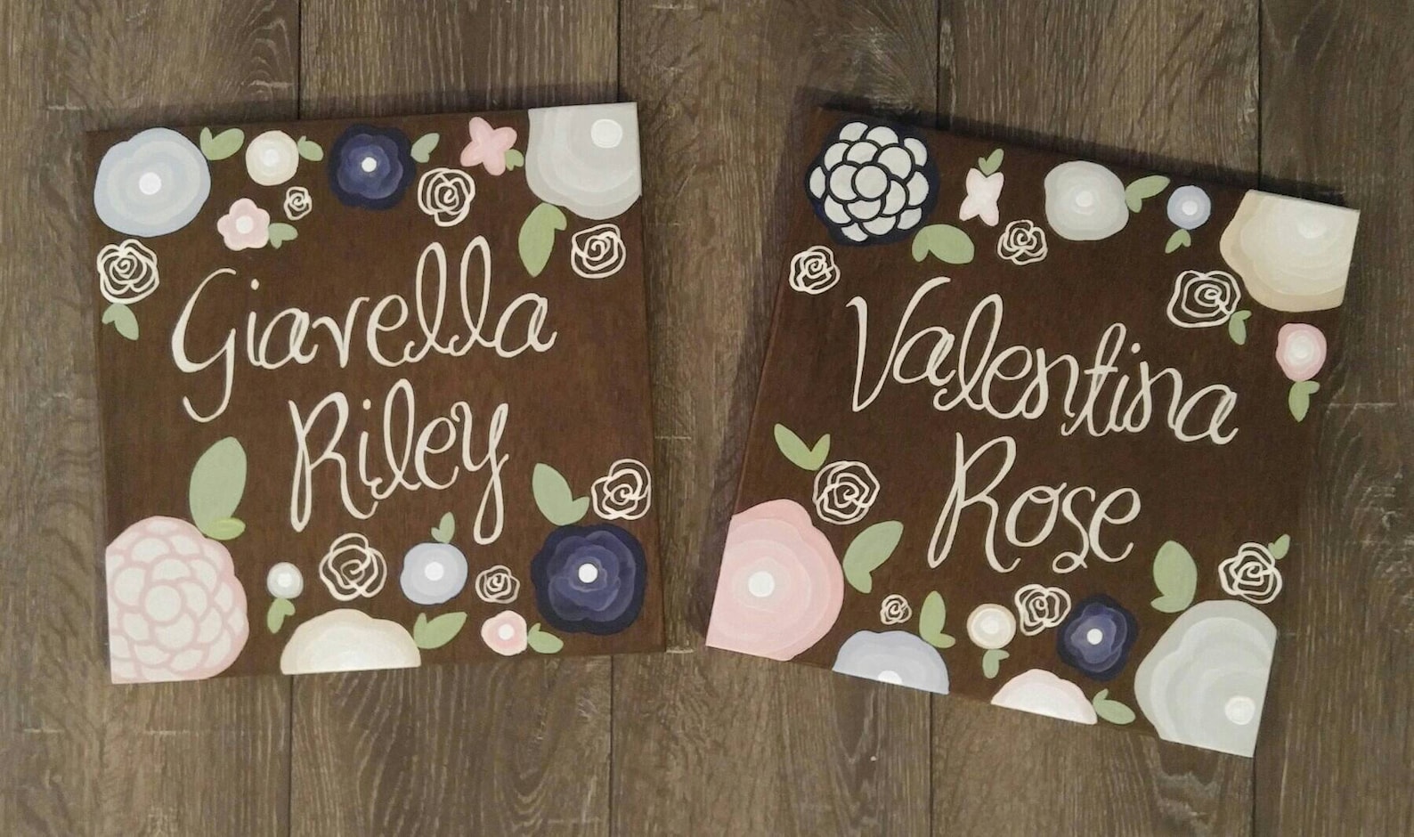 Name Sign Girl Rustic Rectangular Wooden Rustic Name Sign Girls Room Flowers Nursery Wall Decor - Etsy