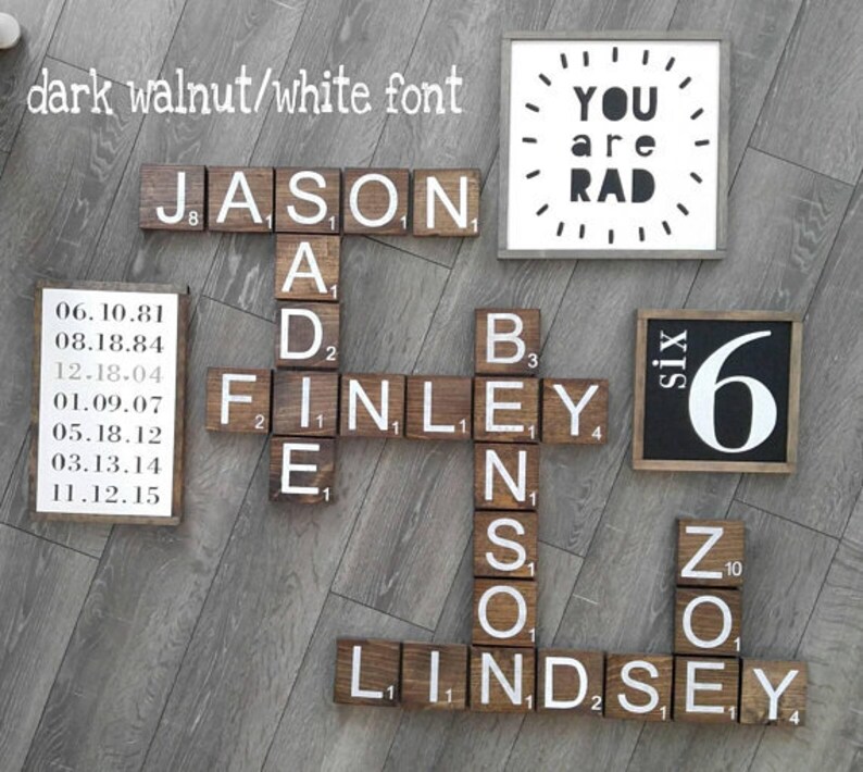 Scrabble Tile Wall Art / Scrabble Tiles / CUSTOM Colors/ Etsy